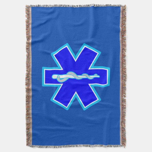 Ster van het Paramedische Symbool EMS Blue Deken (Voorkant Verticaal)