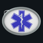 Ster van leven gesp<br><div class="desc">De Star of Life is een symbool dat de zes belangrijkste taken van het EMS-personeel weergeeft: Vroege Opsporing, Vroege Rapportering, Vroege Reactie, op de Zorg van de Scène, Zorg in Doorvoer, en Overdracht aan Definitieve Zorg. De Rood van Asclepius is een oud symbool dat verbonden is met de Griekse god...</div>