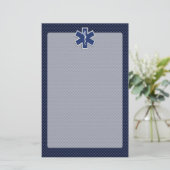 Ster van leven Paramedische EMS op blauwe koolstof Briefpapier (Staand voorkant)