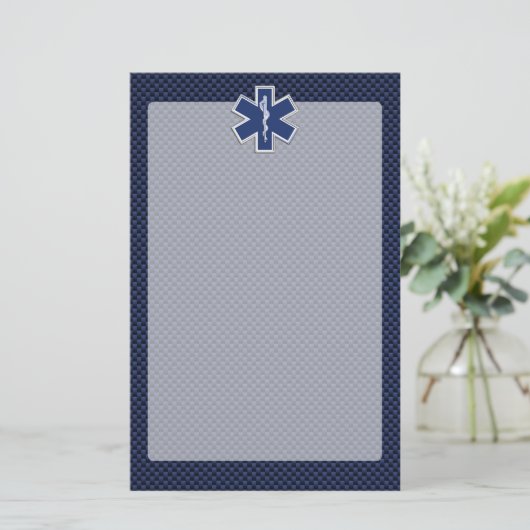 Ster van leven Paramedische EMS op blauwe koolstof Briefpapier (Staand voorkant)