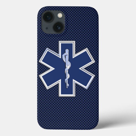 Ster van leven Paramedische EMS op blauwe koolstof Case-Mate iPhone Case (Achterkant)