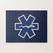Ster van leven Paramedische EMS op blauwe koolstof Legpuzzel (Horizontaal)