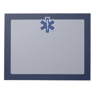 Ster van leven Paramedische EMS op blauwe koolstof Notitieblok