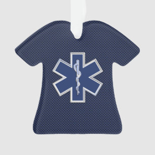 Ster van leven Paramedische EMS op blauwe koolstof Ornament