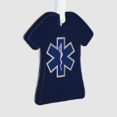 Ster van leven Paramedische EMS op blauwe koolstof Ornament (voorkant)