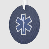 Ster van leven Paramedische EMS op blauwe koolstof Ornament (voorkant)