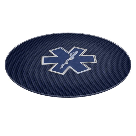 Ster van leven Paramedische EMS op blauwe koolstof Snijplank (Hoek)