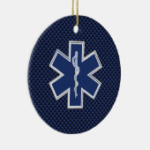 Ster van Life Paramedic op Navy Blue Carbon Fiber Keramisch Ornament (Rechts)