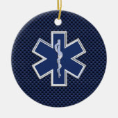 Ster van Life Paramedic op Navy Blue Carbon Fiber Keramisch Ornament (Voorkant)