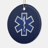 Ster van Life Paramedic op Navy Blue Carbon Fiber Keramisch Ornament (Links)