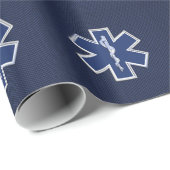 Ster van Life Paramedic op Navy Blue Carbon Fibre Cadeaupapier (Rol Hoek)