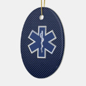 Ster van Life Paramedic op Navy Blue Carbon Fibre Keramisch Ornament (Links)