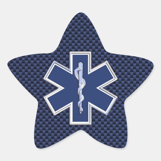 Ster van Life Paramedic op Navy Blue Carbon Fibre Ster Sticker (Voorkant)