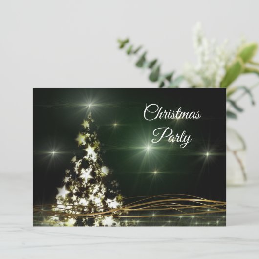 Ster Versierd & Gouden wervelingen Kerstfeest Kaart (Staand voorkant)