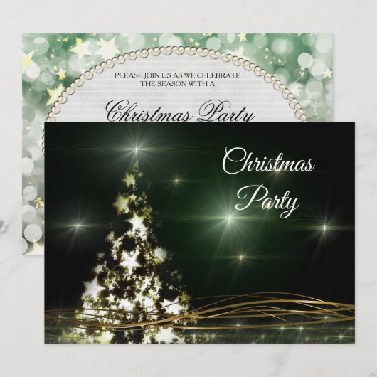 Ster Versierd & Gouden wervelingen Kerstfeest Kaart (Voorkant / Achterkant)