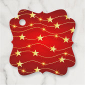 Ster Versierd Ruby Rood Patroon Bedankjes Labels (Voorkant)