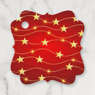 Ster Versierd Ruby Rood Patroon Bedankjes Labels