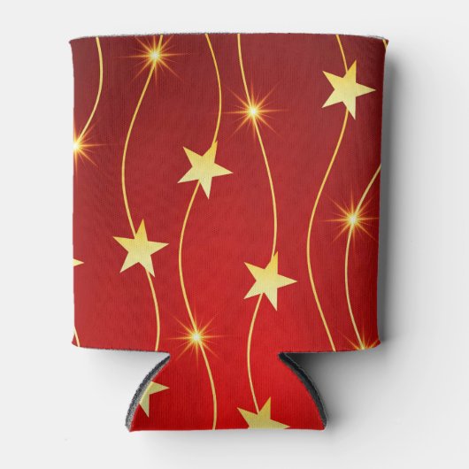 Ster Versierd Ruby Rood Patroon Blikjeskoeler (Voorkant)