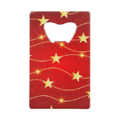 Ster Versierd Ruby Rood Patroon Creditkaart Flessenopener (Voorkant)