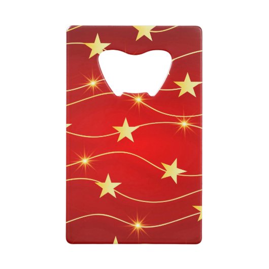 Ster Versierd Ruby Rood Patroon Creditkaart Flessenopener (Voorkant)