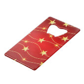 Ster Versierd Ruby Rood Patroon Creditkaart Flessenopener (Achterkant Gekanteld)