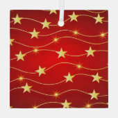 Ster Versierd Ruby Rood Patroon Glas Ornament (Achterkant)