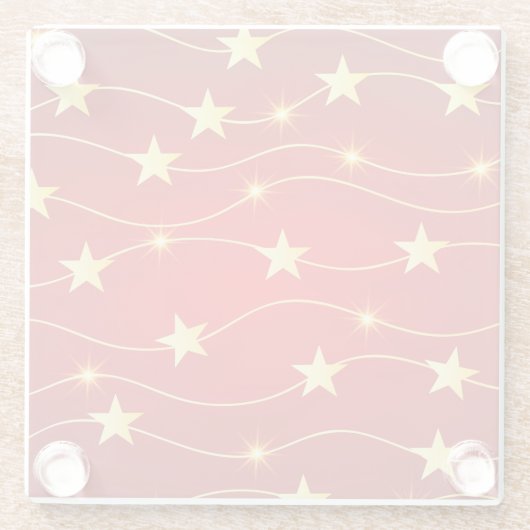 Ster Versierd Ruby Rood Patroon Glazen Onderzetter (Achterkant)