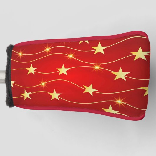 Ster Versierd Ruby Rood Patroon Golfheadcover (Voorkant)