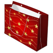 Ster Versierd Ruby Rood Patroon Groot Cadeauzakje (Voorkant Gekanteld)