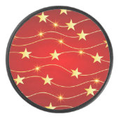 Ster Versierd Ruby Rood Patroon Hockey Puck (Voorkant)