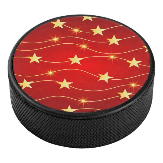 Ster Versierd Ruby Rood Patroon Hockey Puck (3/4)