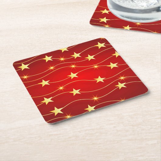 Ster Versierd Ruby Rood Patroon Kartonnen Onderzetters (Schuin)