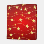 Ster Versierd Ruby Rood Patroon Keramisch Ornament (Links)