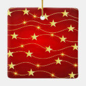 Ster Versierd Ruby Rood Patroon Keramisch Ornament (Achterkant)