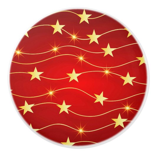 Ster Versierd Ruby Rood Patroon Keramische Knop (Voorkant)