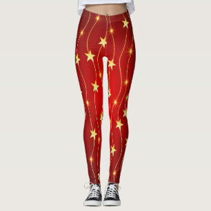 Ster Versierd Ruby Rood Patroon Leggings