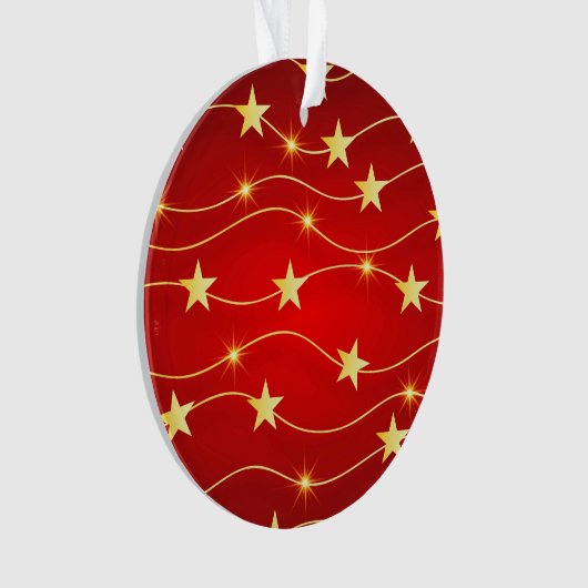 Ster Versierd Ruby Rood Patroon Ornament (voorkant)