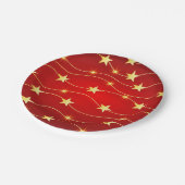 Ster Versierd Ruby Rood Patroon Papieren Bordje (Gekanteld)