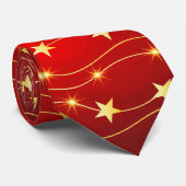 Ster Versierd Ruby Rood Patroon Stropdas (Opgerold)