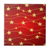 Ster Versierd Ruby Rood Patroon Tegeltje (Voorkant)
