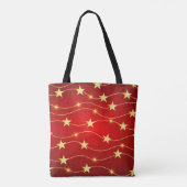 Ster Versierd Ruby Rood Patroon Tote Bag (Achterkant)