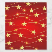 Ster Versierd Ruby Rood Patroon Wijn Etiket (Enkel label)