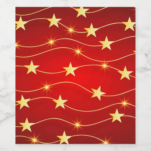 Ster Versierd Ruby Rood Patroon Wijn Etiket (Enkel label)