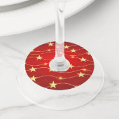 Ster Versierd Ruby Rood Patroon Wijnglaslabel (Dichtbij)