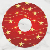 Ster Versierd Ruby Rood Patroon Wijnglaslabel (Achterkant)