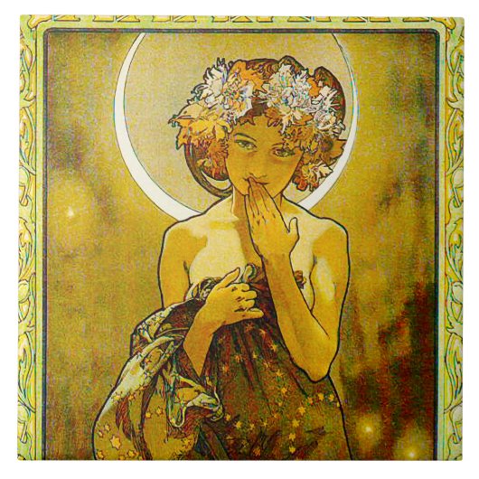 Ster voor de avond - Grote keramische tegel Tegeltje (Voorkant)