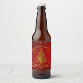 Ster voor overeenkomende kerstset rode gouden boom bier etiket (Voorkant)