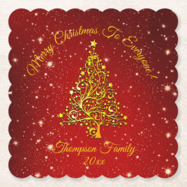 Ster voor overeenkomende kerstset rode gouden boom kartonnen onderzetters