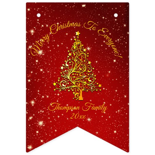 Ster voor overeenkomende kerstset rode gouden boom vlaggetjes (Tweede vlag)