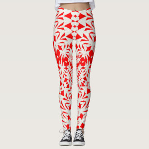 Ster Wit En Rood Geometrische Vorm Kaleidoscoop.jp Leggings